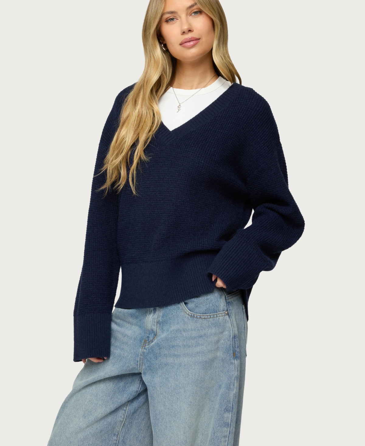 Edikted Women's Bluebell Oversized Waffle Knit Sweater