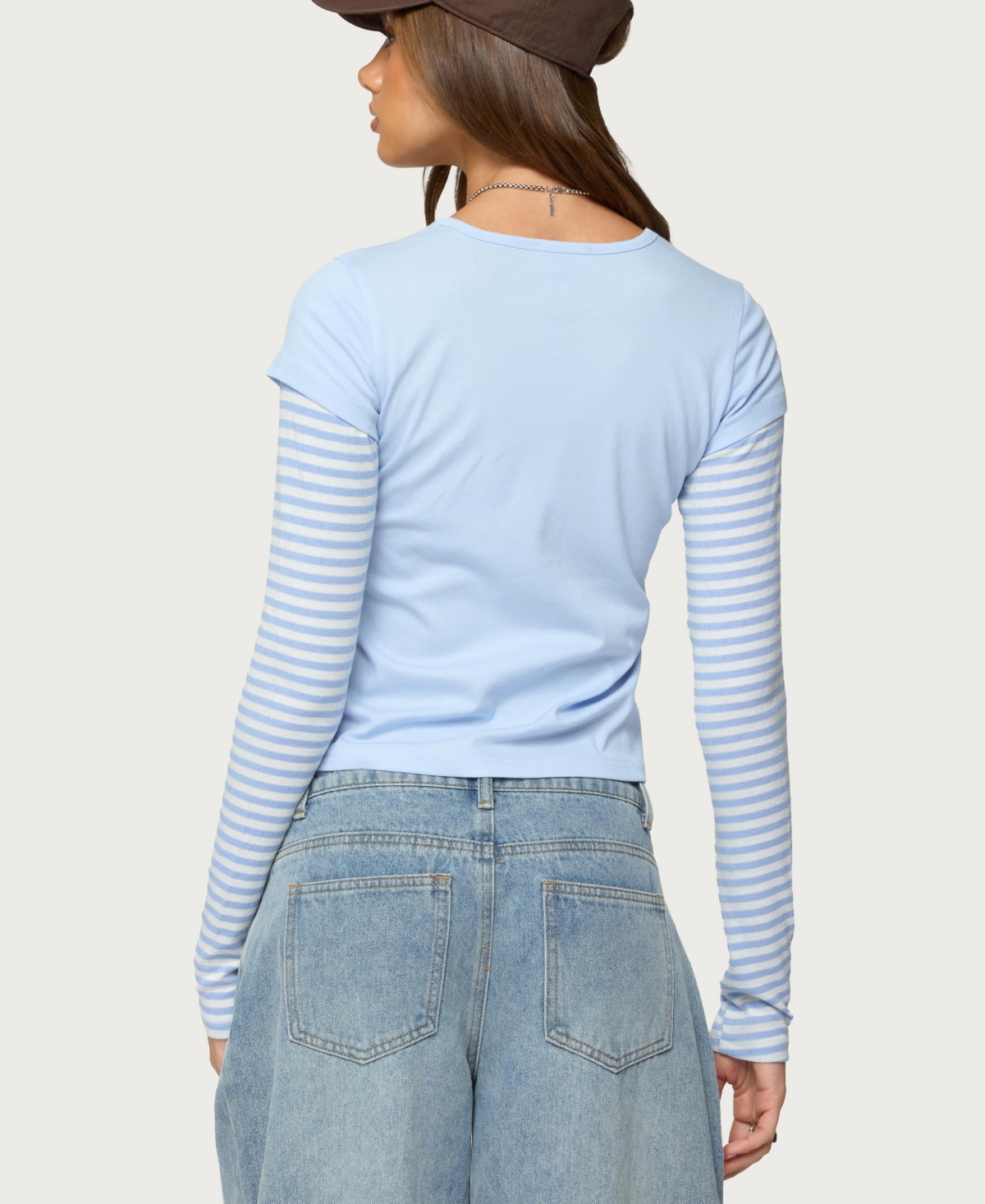 Edikted Womens Stripey Layered Long Sleeve T Shirt
