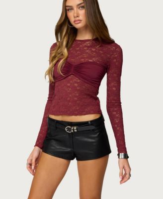 Women's Rosette Bandeau Sheer Lace Top