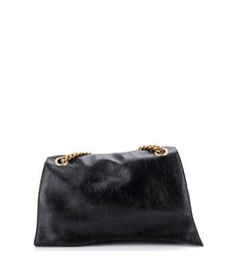 Large Crush Chain Flap Bag Leather