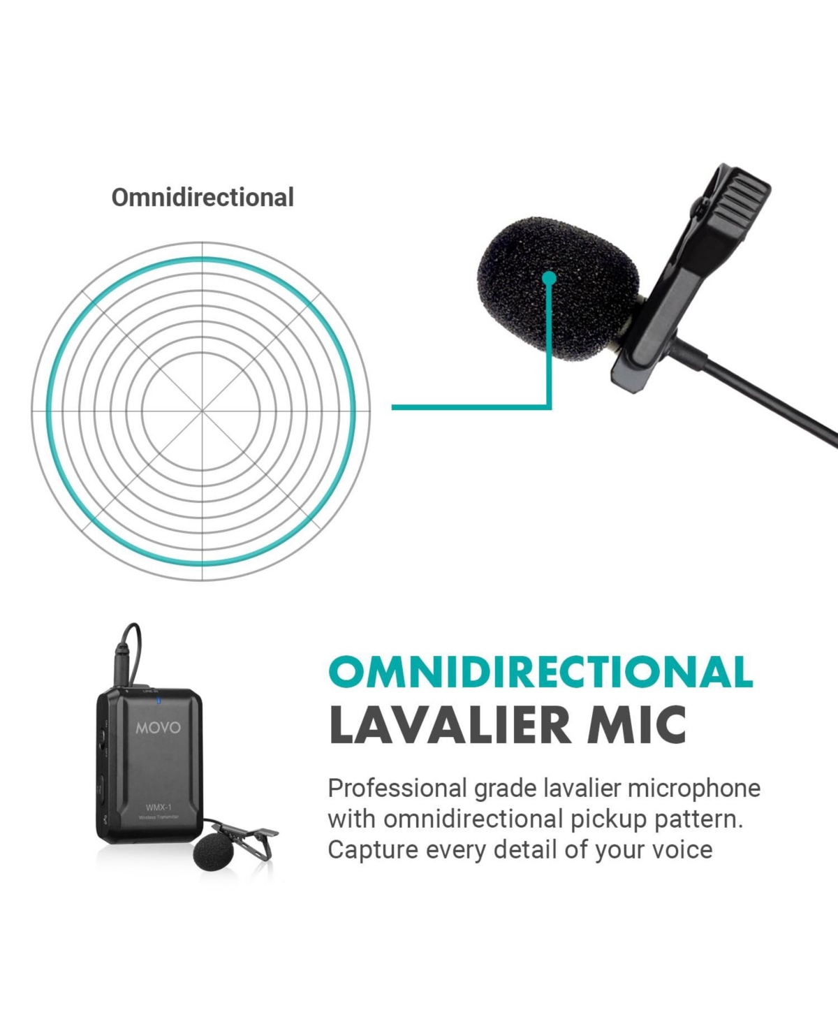Movo Wireless Usb-c Microphone System for Android and iPhone 15 and Up