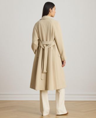 Women's Double Breasted Belted Crepe Trench Coat