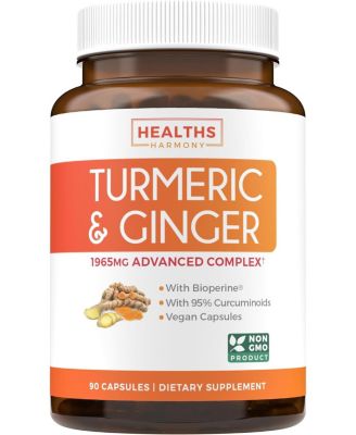 Turmeric Curcumin & Ginger Capsules, Black Pepper Bioperine, Ginger Extract, & 95% Curcuminoids Powder for Joint Support