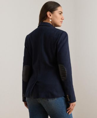 Plus Size Cotton Herringbone Jacquard Blazer