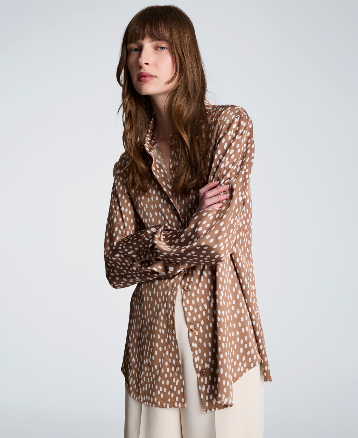 Kenneth Cole Women's Satin Long-Sleeve Shirt