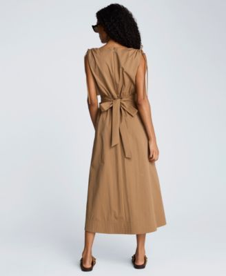Women's Cotton Ruched Waist Midi Dress