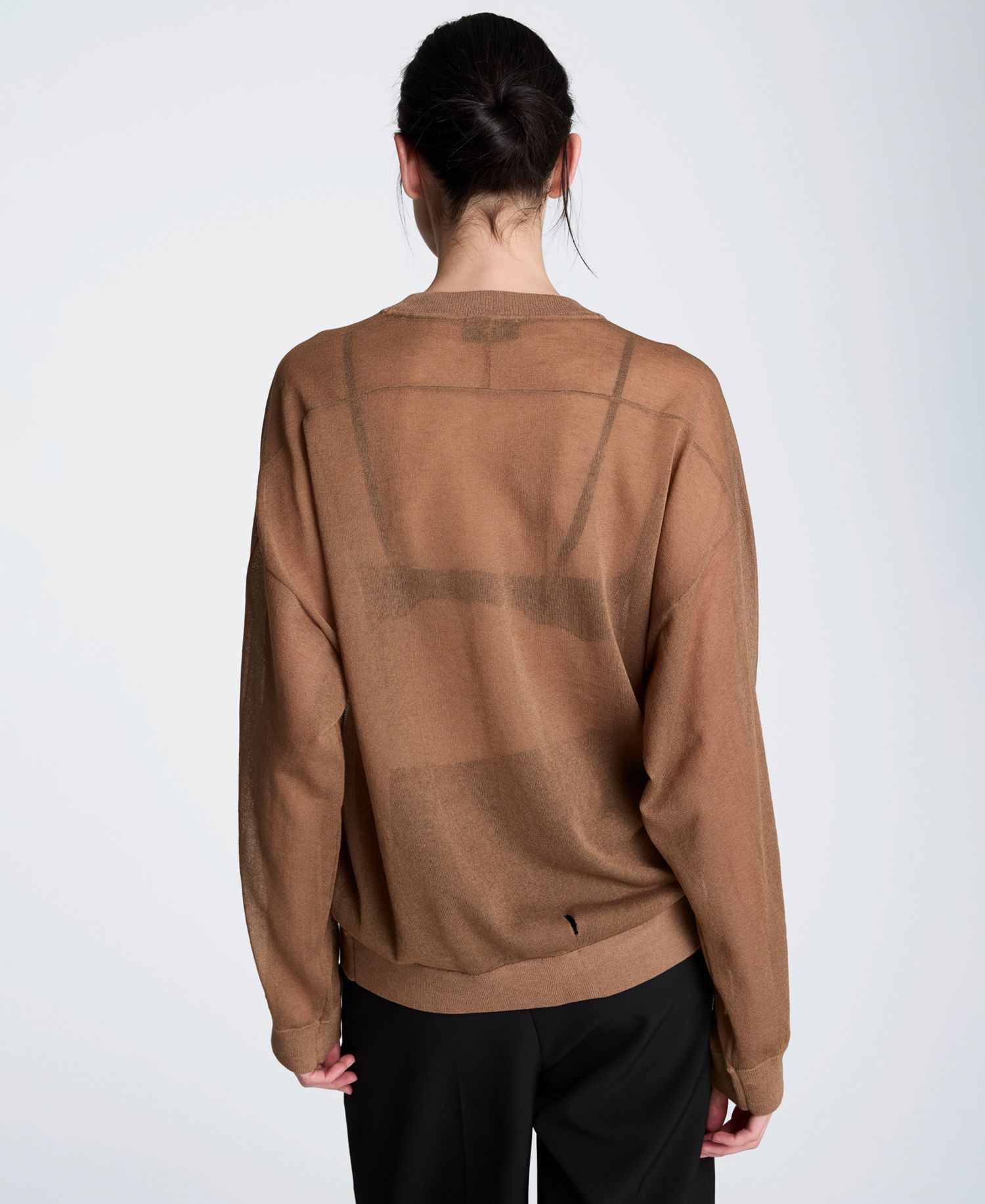 Women's Oversized Sheer Crewneck Sweater
