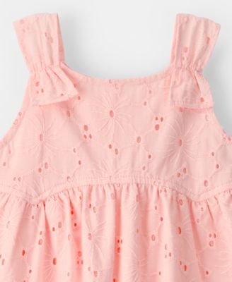 Baby Girls' Eyelet Sleeveless Jumpsuit