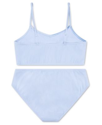 Girls' Cross Wrap Asymmetrical Neck Top & Swim Bottoms, 2-Piece Set