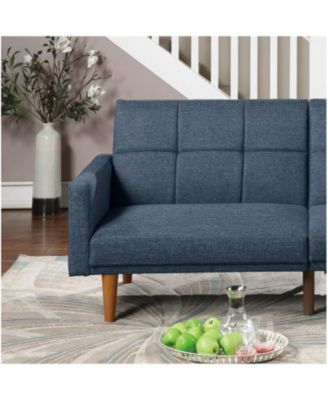 Transitional Navy Sofa with Tufted Cushion