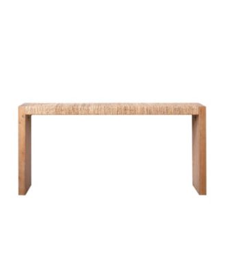  69" Natural Seagrass Console Table – Handwoven Top with Engineered Wood Frame