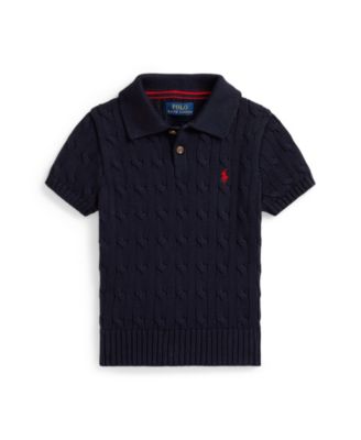 Boys' 2-7 Cable-Knit Cotton Polo Sweater