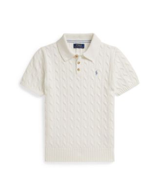 Boys' 8-20 Cable-Knit Cotton Polo Sweater