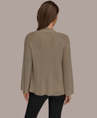 Women's Metallic V-Neck Long-Sleeve Cardigan