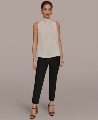 Women's Sleeveless Twist-Front Drape Blouse