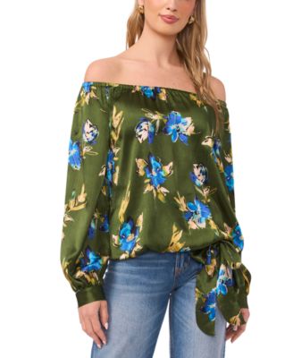 Women's Printed Off-The-Shoulder Long-Sleeve Top