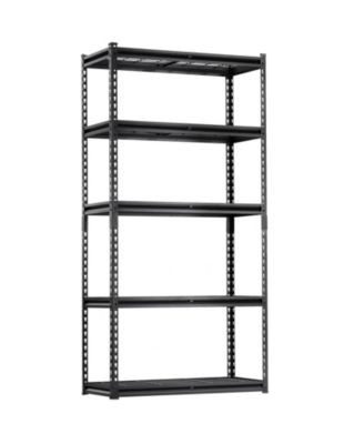 5-Tier Storage Shelves, 2000-Lb Capacity, 16"D x 36"W x 72"H, Adjustable Heavy-Duty Utility Rack, Black