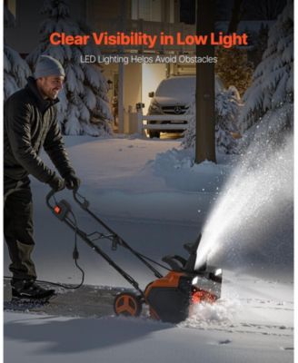 Electric Snow Blower, 23", 15A Corded Snow Thrower, Dual LED Lights, 180° Chute, 25 ft Throw, 12" Depth