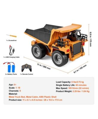 Remote Control Construction Dump Truck Toy 1:18 Scale
