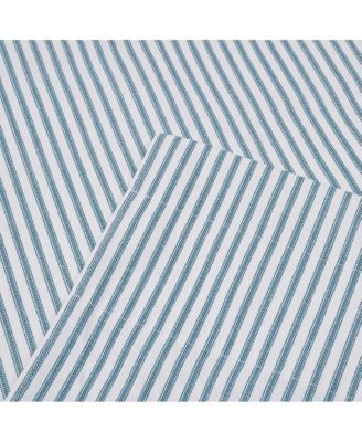 Plaza Classic Ticking Stripe Printed on Natural Ground 3" Rod Pocket Bradford Valance 58" x 15" Blue