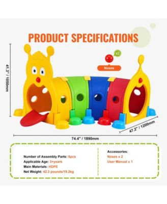 Caterpillar Crawl Tunnel for Kids, Indoor Outdoor Play Toy