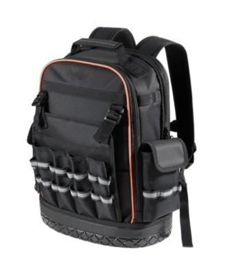Tool Backpack, 64 Pockets, Heavy-Duty Jobsite Backpack w/ Laptop Compartment & Molded Base, Tradesmen Bag