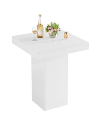 Bar Table, Square Kitchen Dining Table, Modern Counter Height Pub Cocktail Tables for Dining Room, Tavern, Coffee Corner, Party, White