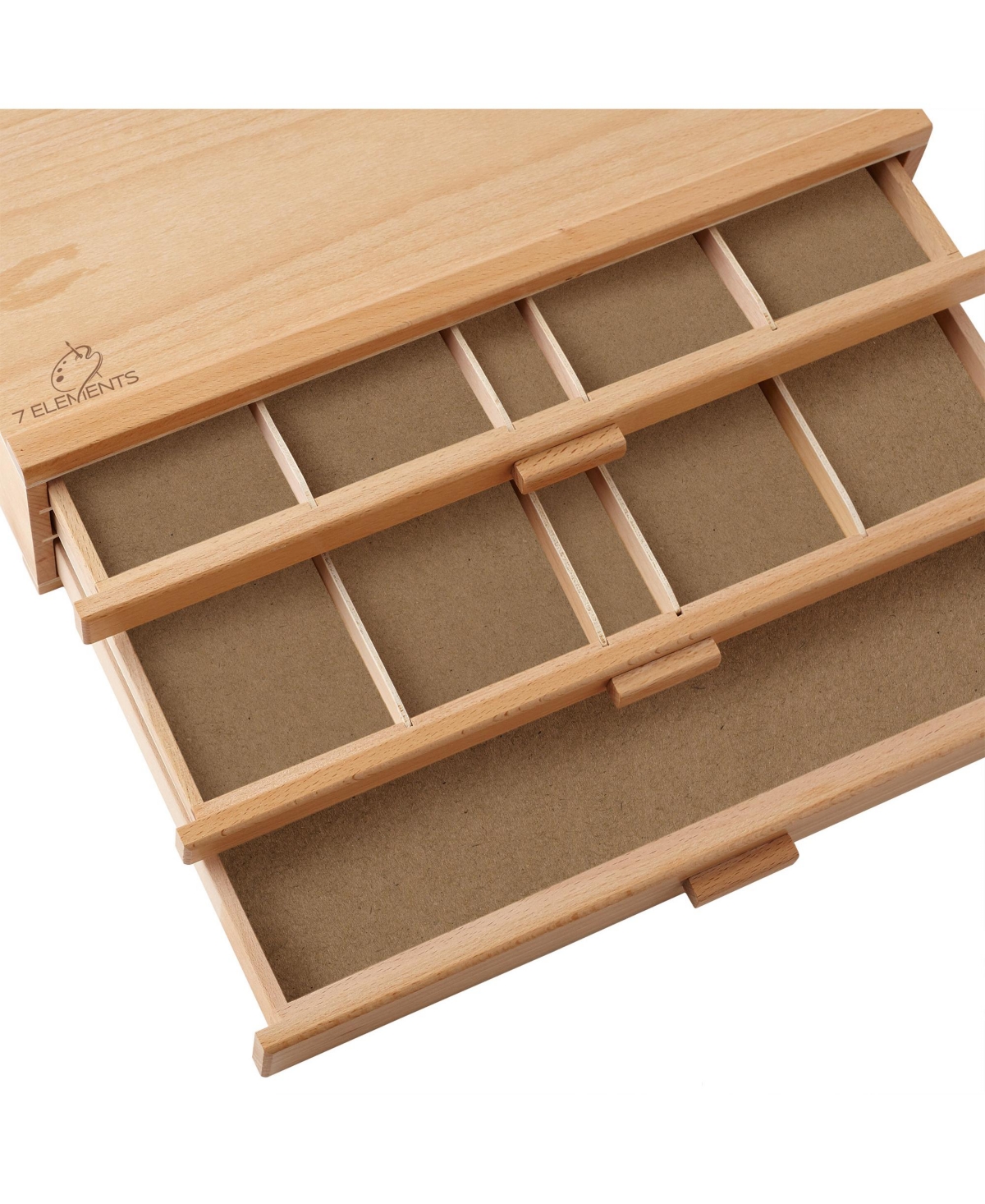 7 Elements Drawer Wooden Artist Storage Supply Box for Pastels, Pencils, Pens, Markers