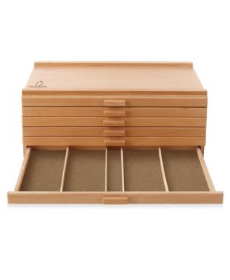 6 Drawer Wooden Artist Storage Supply Box for Pastels, Pencils, Pens, Markers, Brushes and Tools