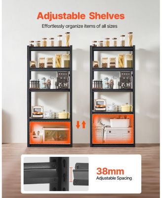 5-Tier Storage Shelves, 2000-Lb Capacity, 16"D x 32"W x 72"H, Adjustable Metal Utility Rack, Black