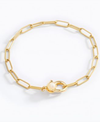 Paperclip Bracelet with Pearl Accent