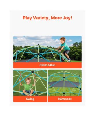 Climbing Dome, 10FT Geometric Dome Climber with Swing & Hammock