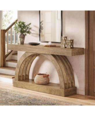 Entryway Table, 2-Tier Sofa Table Behind the Couch, Farmhouse Narrow Unique Arched Console Table