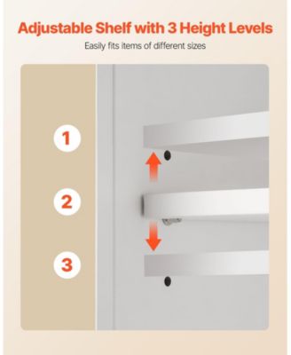 Bathroom Wall Cabinet, 2 Doors, Adjustable Shelf, Wall-Mounted Over-Toilet Storage w/ Open Shelves, White