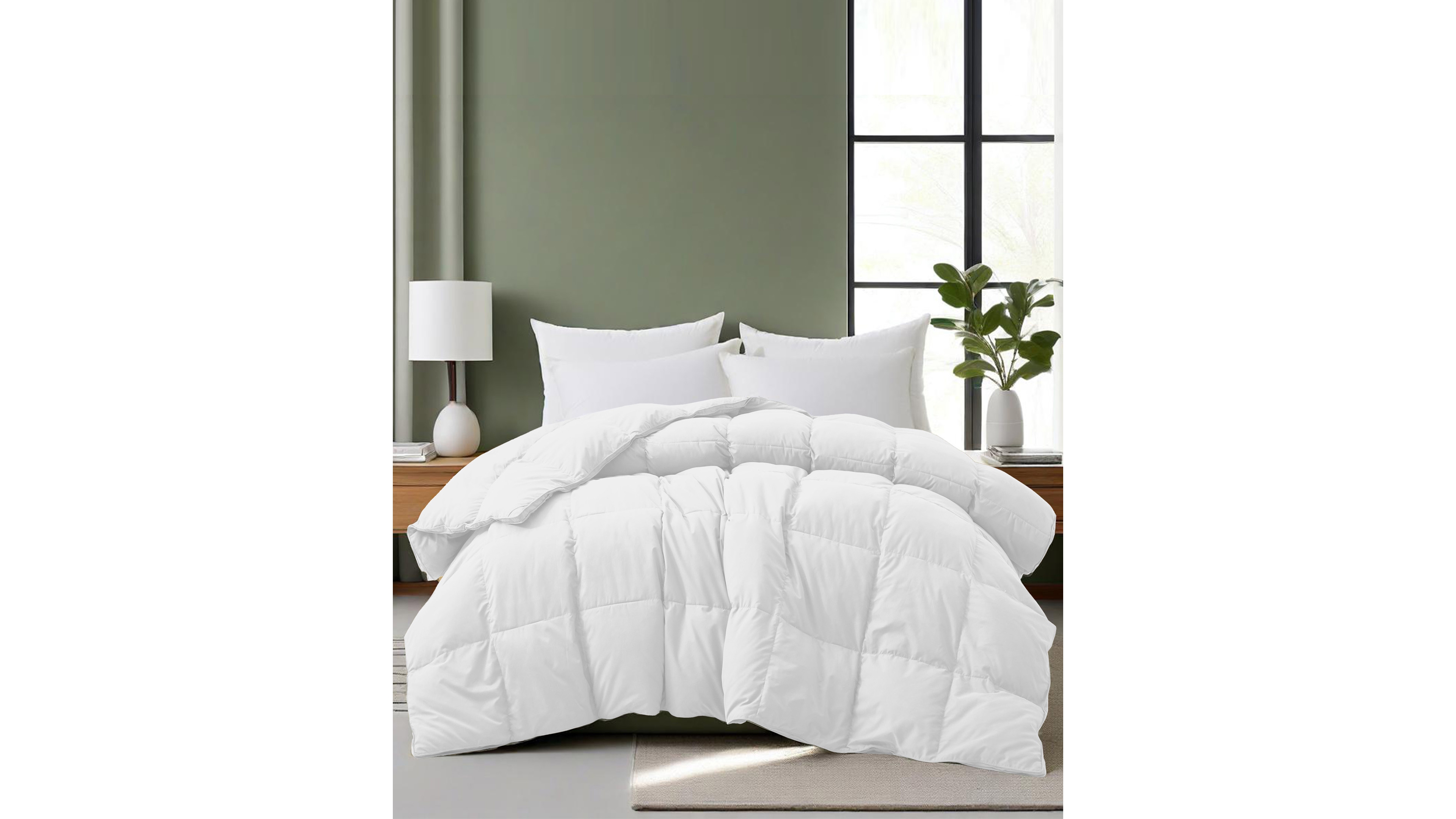 Unikome Luxury Goose Down Feather Fiber Comforter, Twin