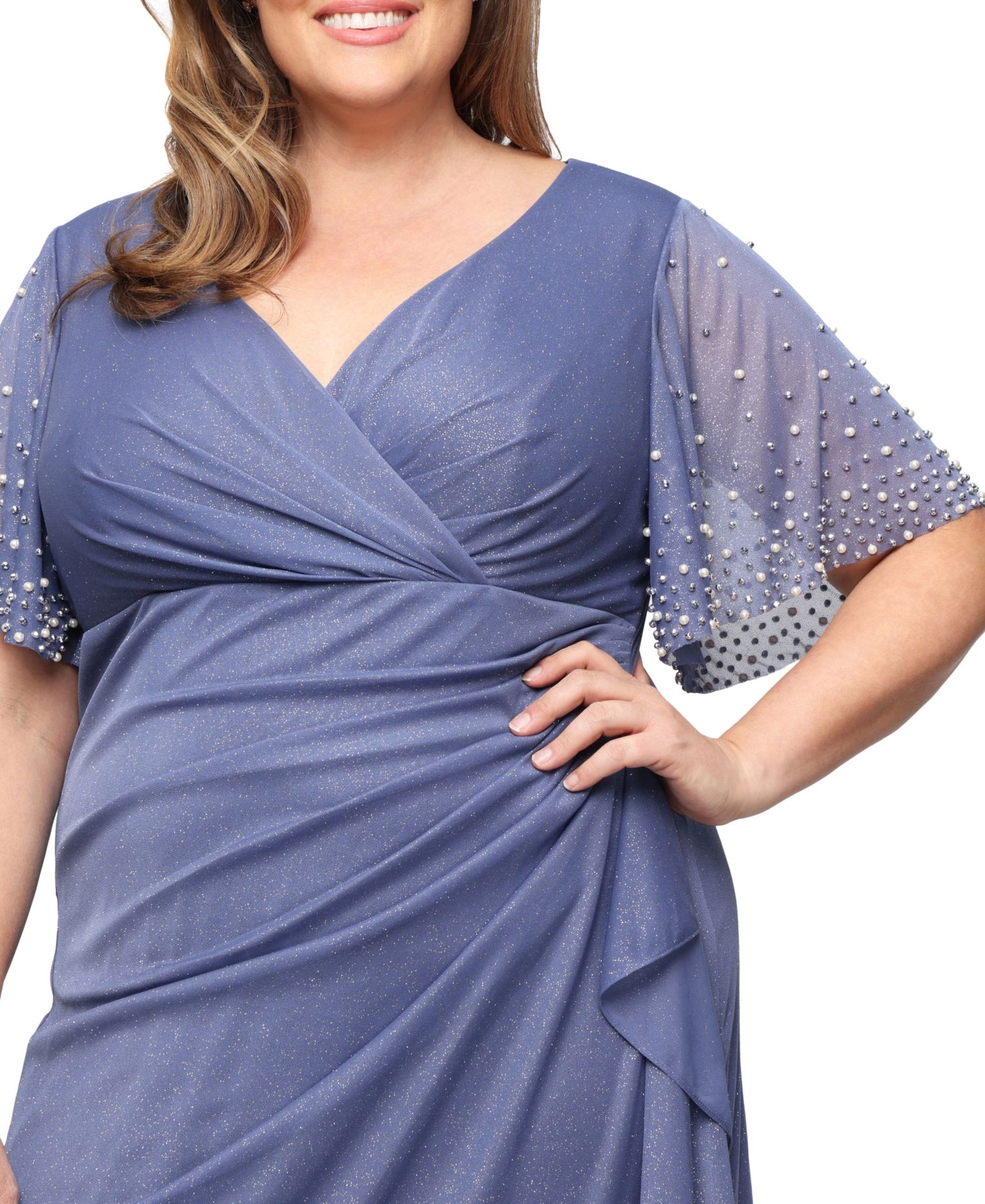 Plus Empire Waist V-Neck Gown