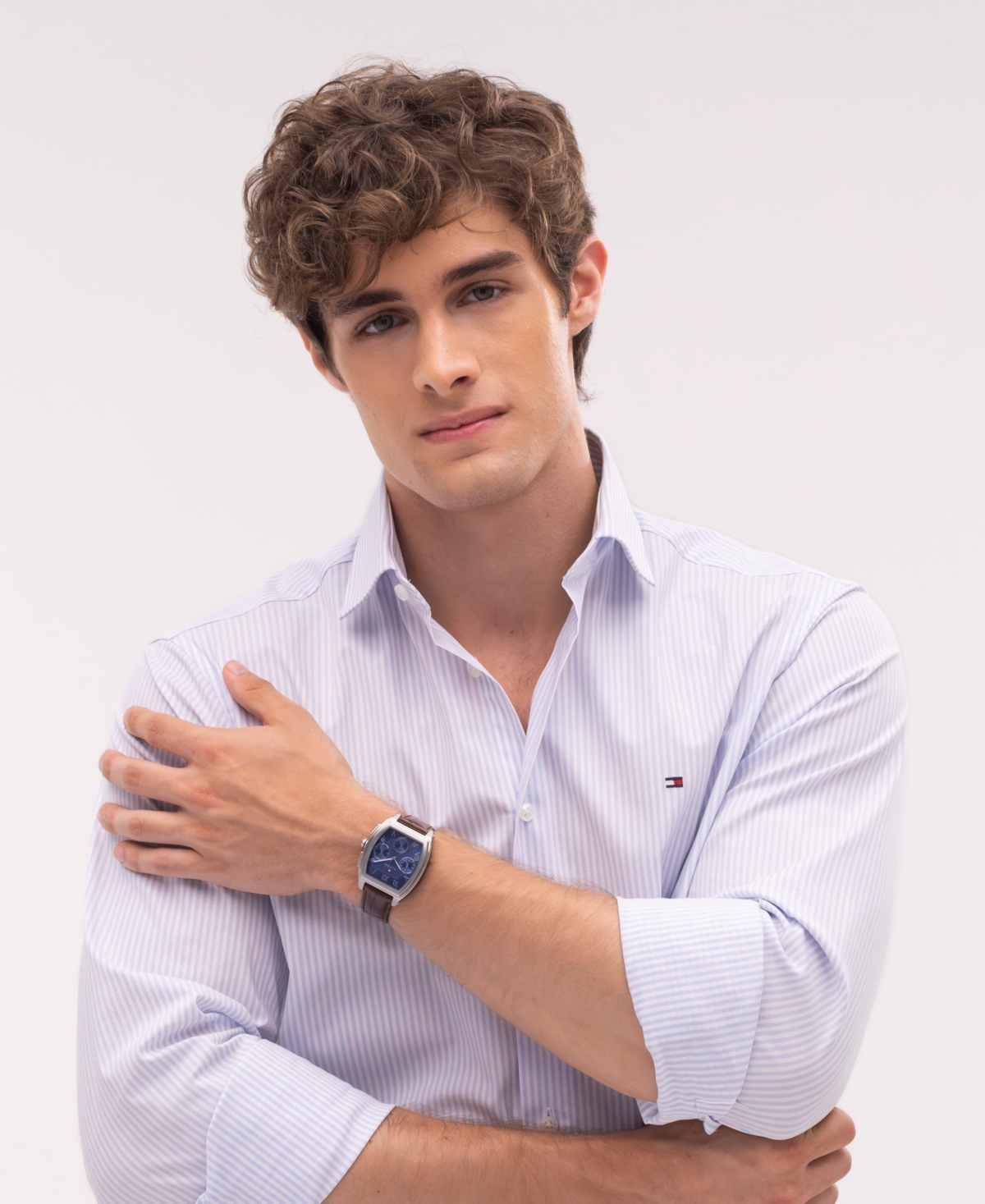 Tommy Hilfiger Men's Multifunction Brown Leather Strap Watch, 36mm