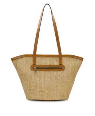 Marconia Small Straw Tote Bag with French Hydrangeas Scarf 