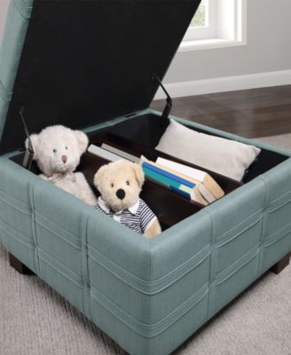 17.25" Leather Detour Strap Square Storage Ottoman