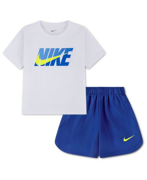 Детский комплект Nike: футболка и тканые шорты, 2-7 лет, 2 предмета, цвет: Королевский синий