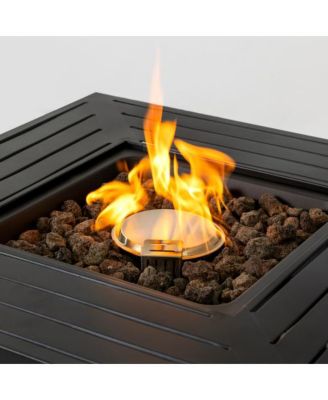 28inch Iron Square Propane Fire Pit Table Black 50000 BTU Adjustable Flame Outdoor Heater