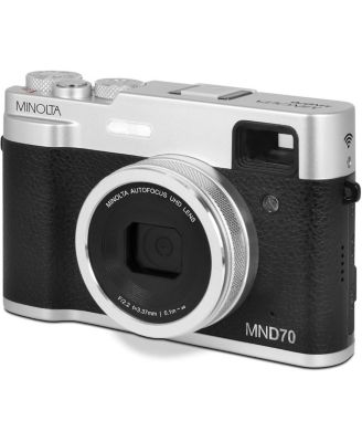 MINOLTA MND70 Retro 48 MP Autofocus / 5K Ultra HD Dual Lens Camera w/WiFi (Silver/Black)
