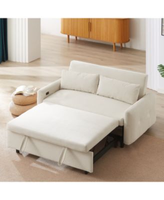 Pull-out Sofa Bed Modern 2-Seat Loveseat with USB Ports