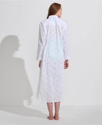 Women's Eyelet Button Down Maxi Cover-up Dress