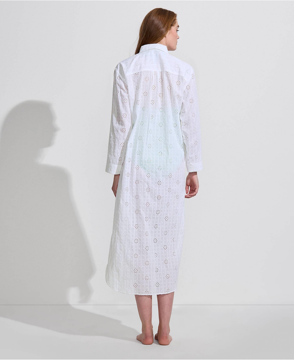 Lands' End Women's Eyelet Button Down Maxi Cover-up Dress