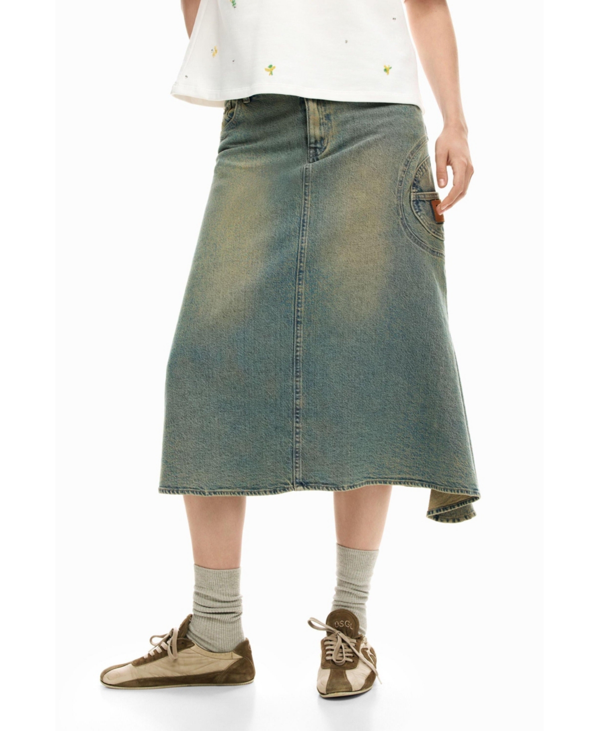 Desigual Women's Asymmetric denim skirt