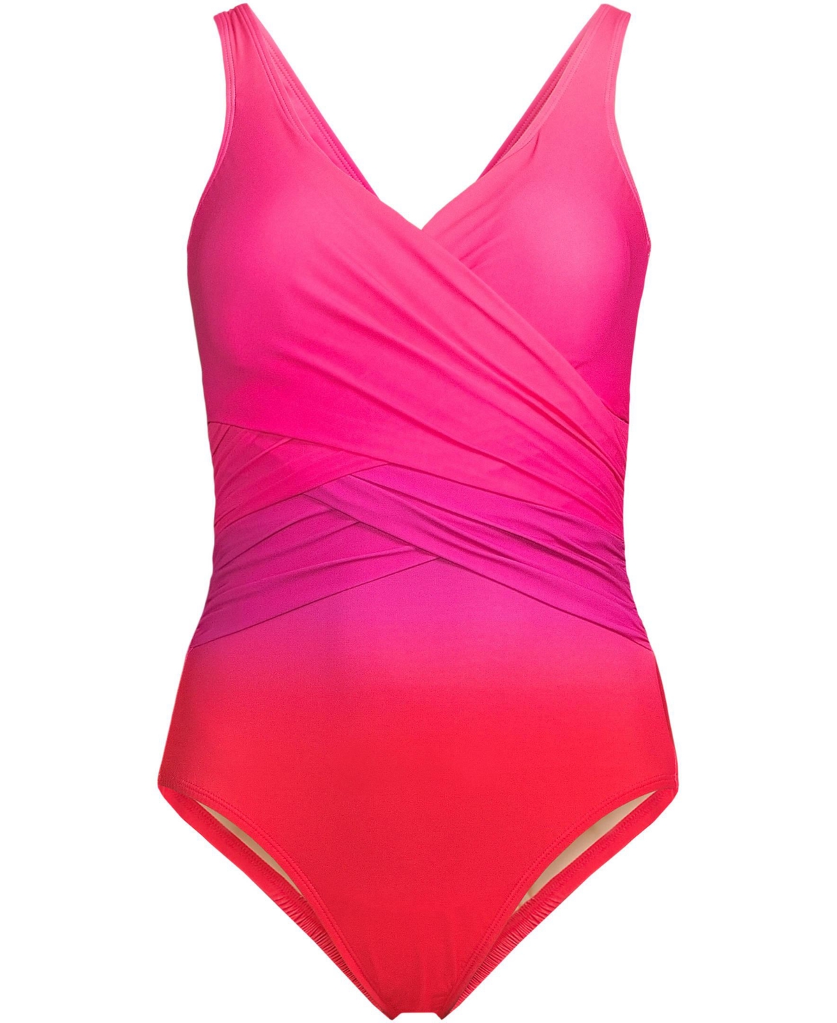 Lands' End Plus G-Cup SlenderSuit Wrap One Piece Swimsuit
