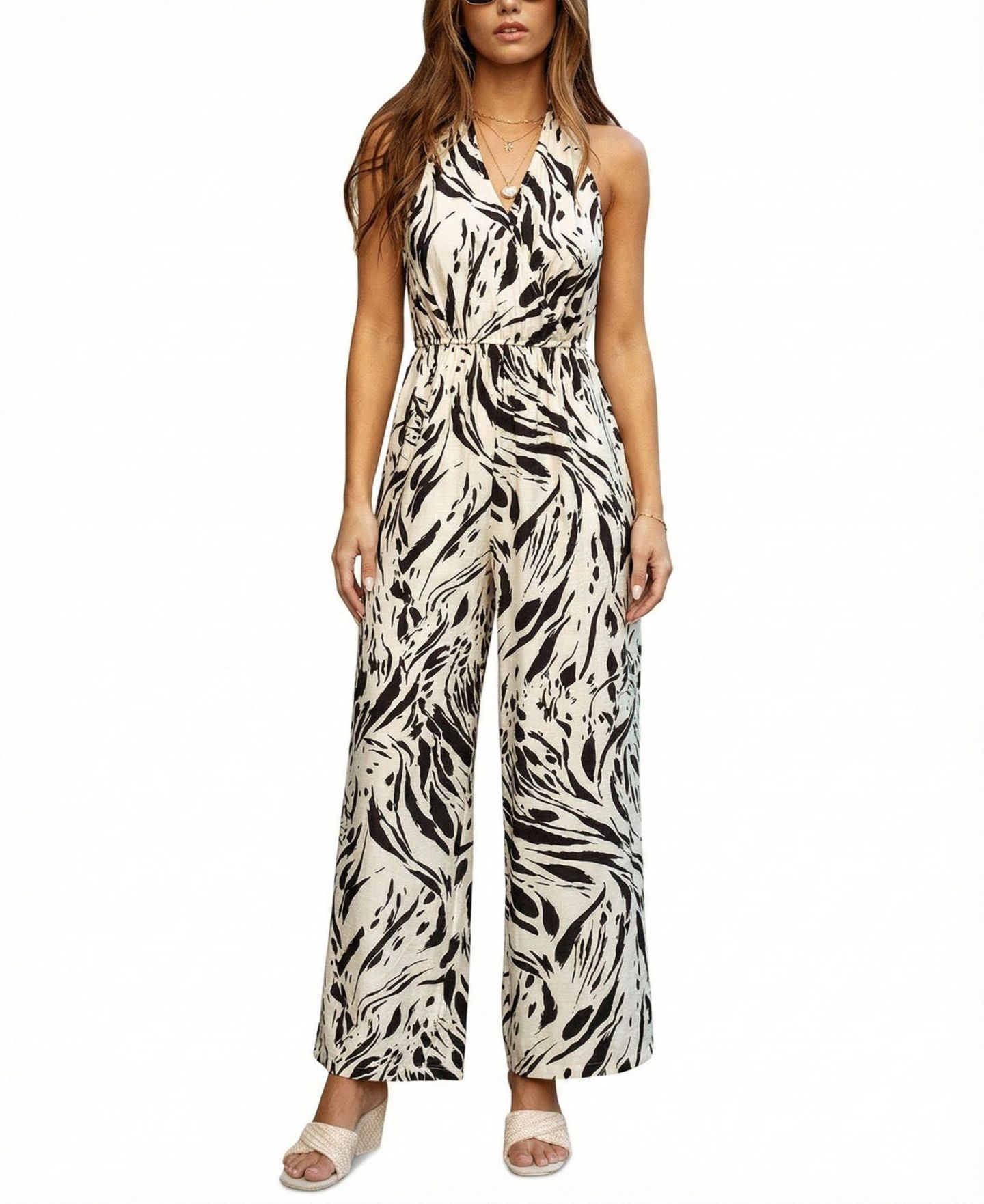 Женский комбинезон Cupshe Crystal Water Abstract Jumpsuit, цвет: Чёрный — фото 1