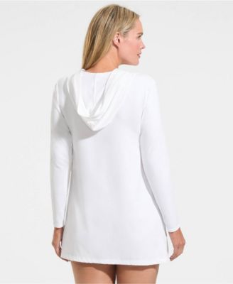 Plus Size SunShade UPF 50 Hooded Mini Swim Swim Cover-Up Dress
