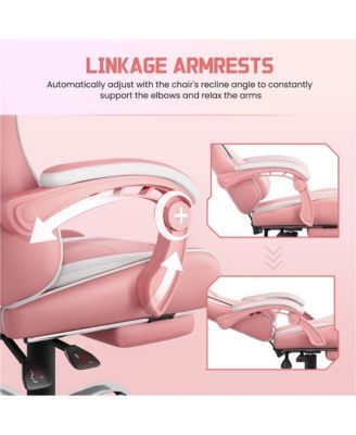 Products  Ergonomic Gaming Chair with High Back and Slide-Out Footrest Pink/White